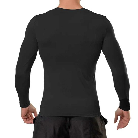 Camiseta Elite Térmica Proteção Uv ML Masculino - Preto Preto GG