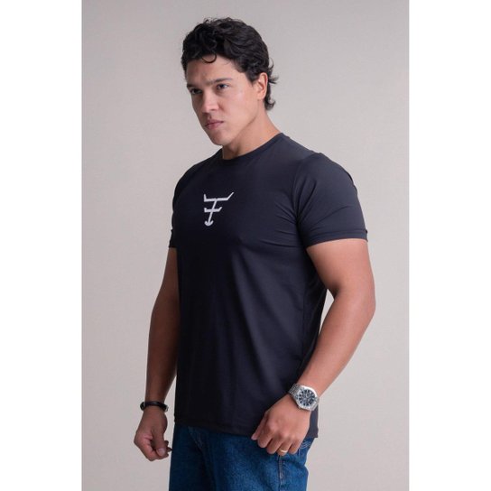 CAMISETA FIT MASCULINA UV50+ MANGA CURTA TEXAS FARM - CMF002 - PRETO