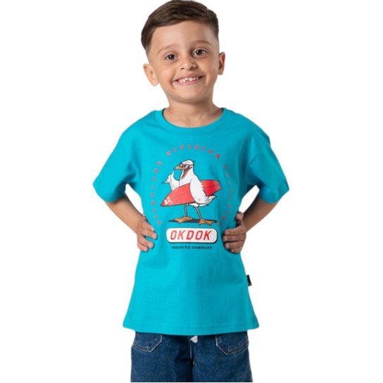 Camiseta Infantil Manga Curta Gaivota Okdok
