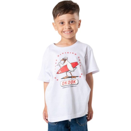 Camiseta Infantil Manga Curta Gaivota Okdok