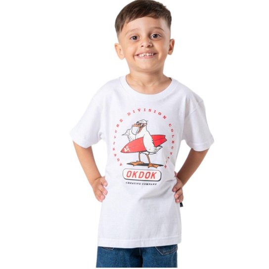 Camiseta Infantil Manga Curta Gaivota Okdok