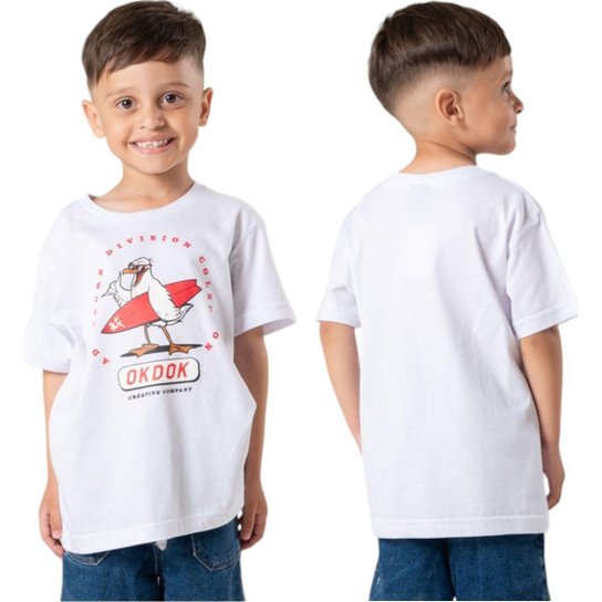 Camiseta Infantil Manga Curta Gaivota Okdok
