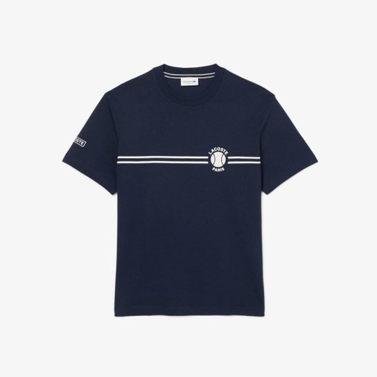 Camiseta Lacoste De Malha De Algodão Bordada Estampada