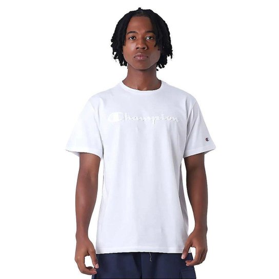 Camiseta Manga Curta Champion Mc Script Relevo Surton Branco
