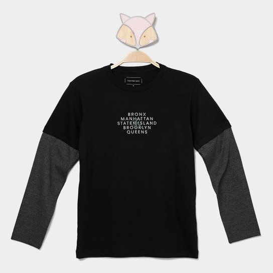 Camiseta Manga Longa Infantil Calvin Klein NYC Menino