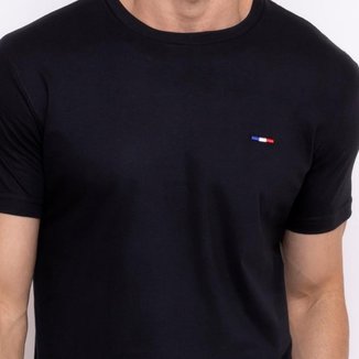 Camiseta Masculina Básica Vih Triny com Bordado no Estilo Tommy Algodão Premium França