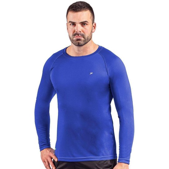 CAMISETA M/L FATOR DE PROTECAO UV 50+ 04422-AZ - AZUL/BRANCO M