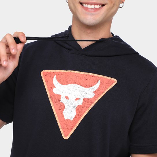 Camiseta Moletom Under Armour Manga Curta Pjt Rock Terry SS com Capuz Masculina