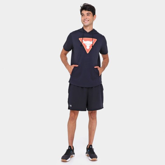 Camiseta Moletom Under Armour Manga Curta Pjt Rock Terry SS com Capuz Masculina