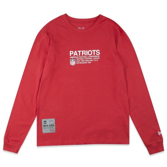 Camiseta New Era Manga Longa NFL New England Patriots Institutional Style Masculino