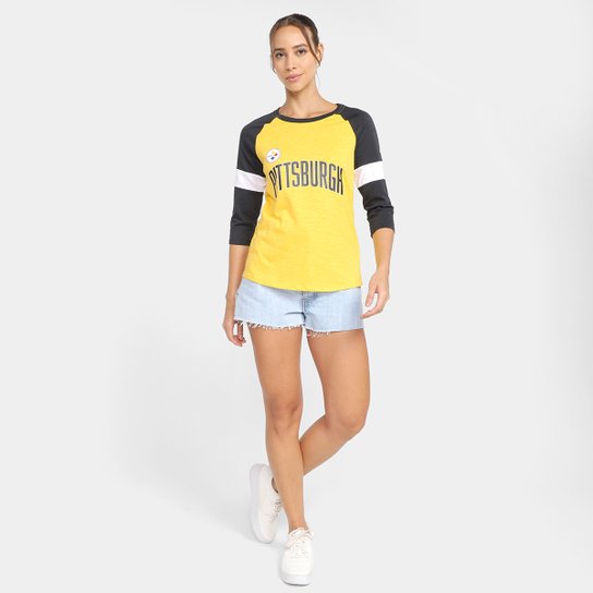 Camiseta Nike NFL Pittsburgh Steelers Slub 3Q Raglan Feminina