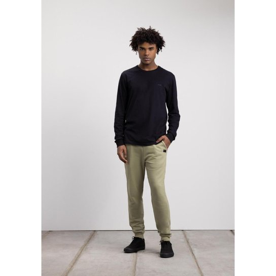 Camiseta Pacífico de Manga Longa Em Meia Malha Penteada Masculina