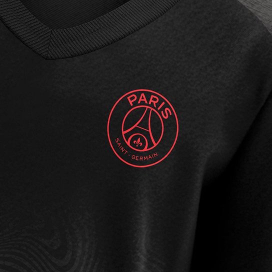Camiseta PSG Paris Saint Germain Polygon Preta Infantil Juvenil