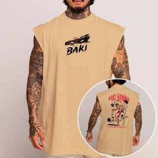 Camiseta Regata Algodão Machão Oversized Abstract Anime Manga Baki Hanma Arte