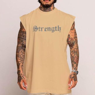Camiseta Regata Machão Oversized Streetwear Mode Strength Arte