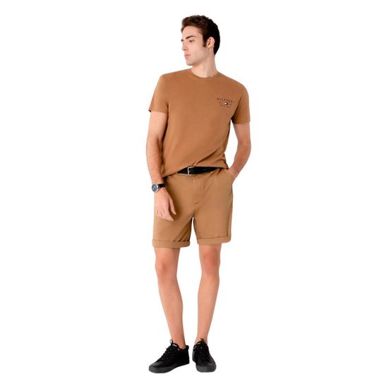 Camiseta Tommy Hilfiger Masculina Brand Love Small Logo Cáqui