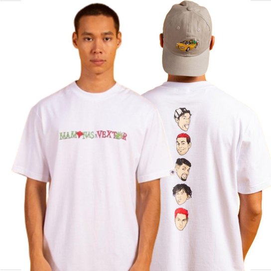 Camiseta Vextor x Mamonas Assassinas Caricaturas Manga Curta Masculina