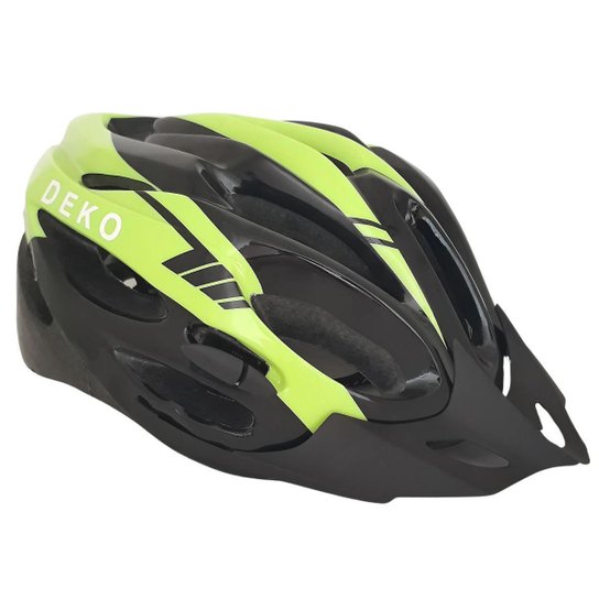 Capacete Mtb Ciclismo Com Sinalizador Led Bike Verde Limão Deko
