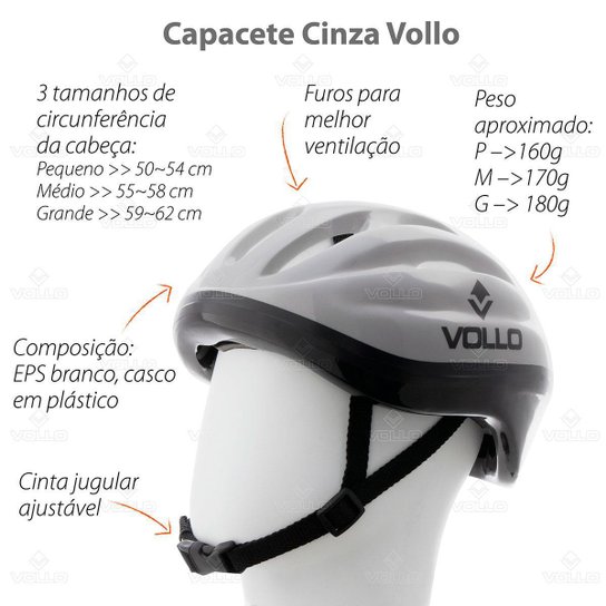 Capacete Pequeno Cinza Vollo