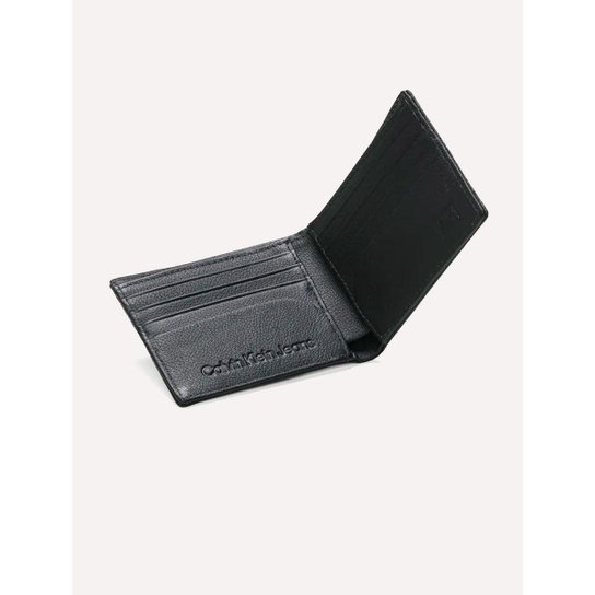 Carteira Calvin Klein Jeans Masculino Couro CKJ Est 1978 Full Preta