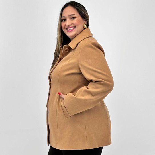 Casaco City Lady Médio Plus Size Botão Feminino