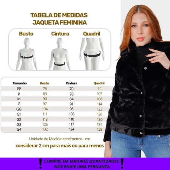 Casaco Feminino Peluciado Aconchego Teddy Manga Longa Peluciado Fecho em Botão