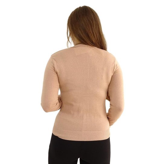 Casaco JM Malhas De Tricot Basico Com Botoes - Liso
