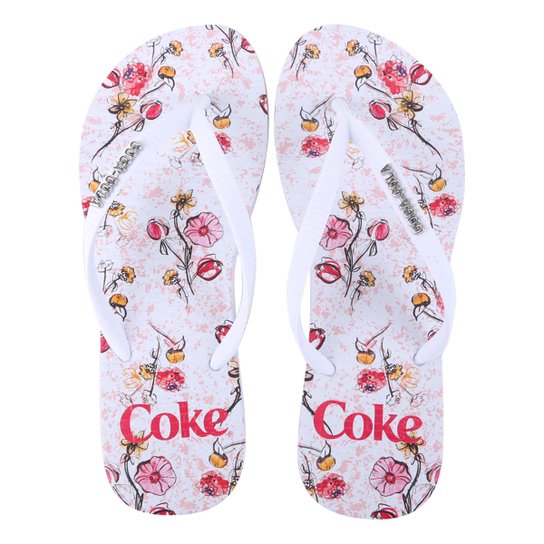 Chinelo Coca-Cola Floral Connection Feminino - Branco