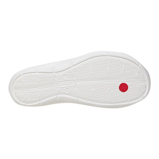Chinelo Crocs Swiftwater Flip Feminino - Branco+Vermelho