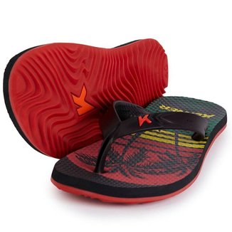 Chinelo Kenner Summer Reggae Masculino - Preto e Vermelho - 37