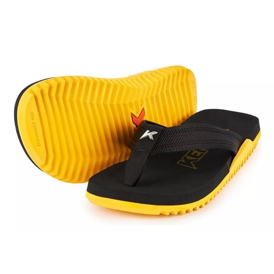Chinelo Sandália Kenner Nk6 Pro Preto Amarelo Gold Original