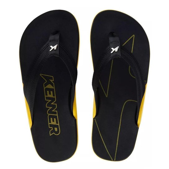 Chinelo Sandália Kenner Nk6 Pro Preto Amarelo Gold Original