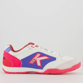 Chuteira Kelme Precision Lite Futsal Branca e Rosa
