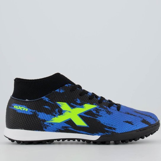 Chuteira Oxn Fusion Grip 3 Neo Society Preta e Azul
