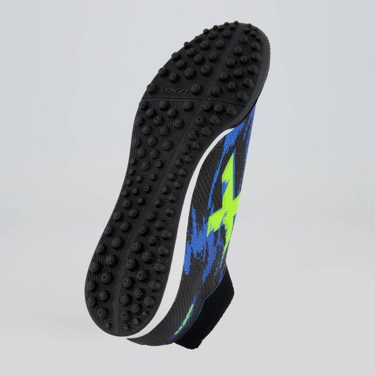 Chuteira Oxn Fusion Grip 3 Neo Society Preta e Azul