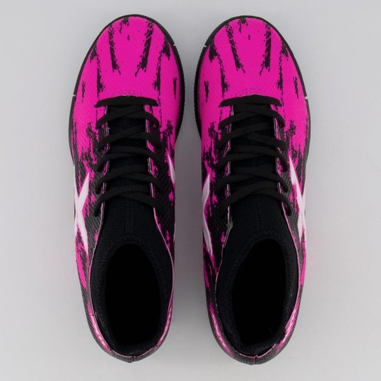 Chuteira Oxn Fusion Grip 3 Neo Society Preta e Rosa