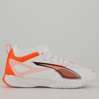 Chuteira Puma Ultra 5 Match IT + Mid Futsal Juvenil Branca