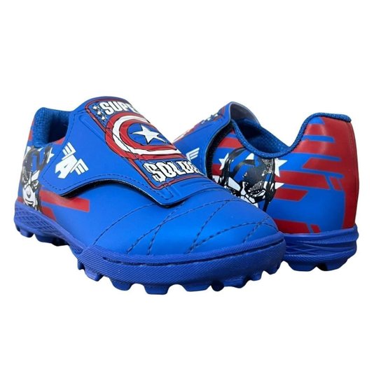 Chuteira Society Infantil Dray 4111 Marvel Capitão América Azul