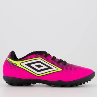 Chuteira Umbro Cannon Society Juvenil Rosa Fluorescente