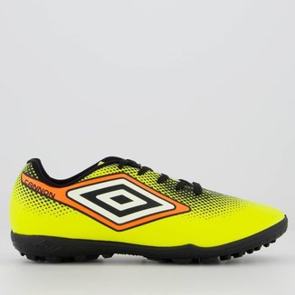 Chuteira Umbro Cannon Society Juvenil Verde Fluorescente