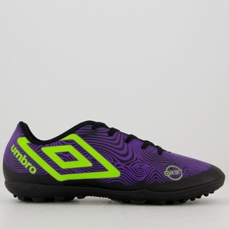 Chuteira Umbro Orbit Society Roxa e Verde