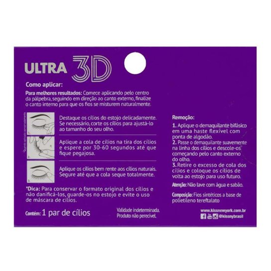 Cílios Postiços Kiss Ny I-Envy Ultra 3D 157 1 par