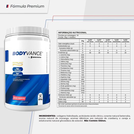 Colágeno Bodyvance 600g Frutas Vermelhas