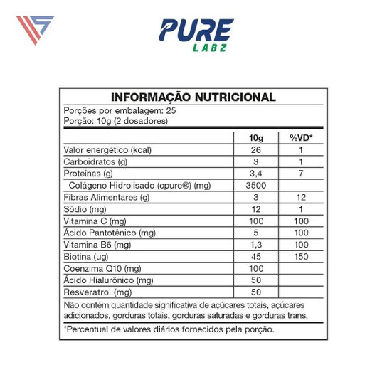 Colágeno com Ácido Hialurônico 250g Pure Athletic