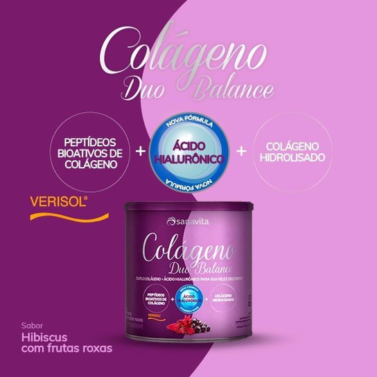 Colágeno Duo Balance Com Ácido Hialuronico Sanavita 330g