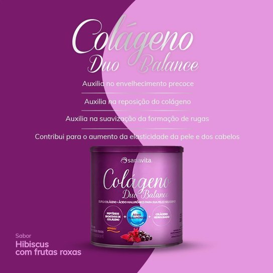 Colágeno Duo Balance Com Ácido Hialuronico Sanavita 330g