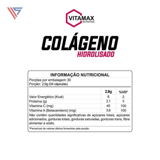 Colágeno Hidrolisado 120 Cápsulas Vitamax Nutrition