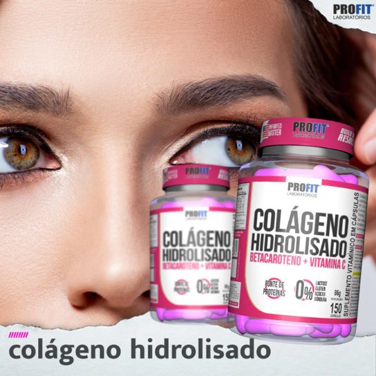 Colágeno Hidrolisado 150 Cápsulas Betacaroteno Vitamina A Vitamina C Profit