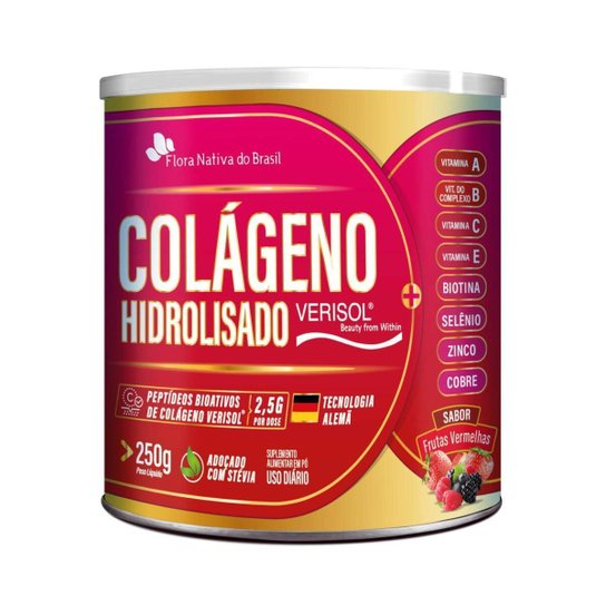 Colageno Hidrolisado Verisol Frutas Vermelhas 250g Flora nativa do brasil