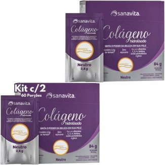 Colágeno Hidrolisado Verisol Sanavita Kit 2x 90 Sachês Sabor Frutas Amarelas Pele, Cabelos e Unhas